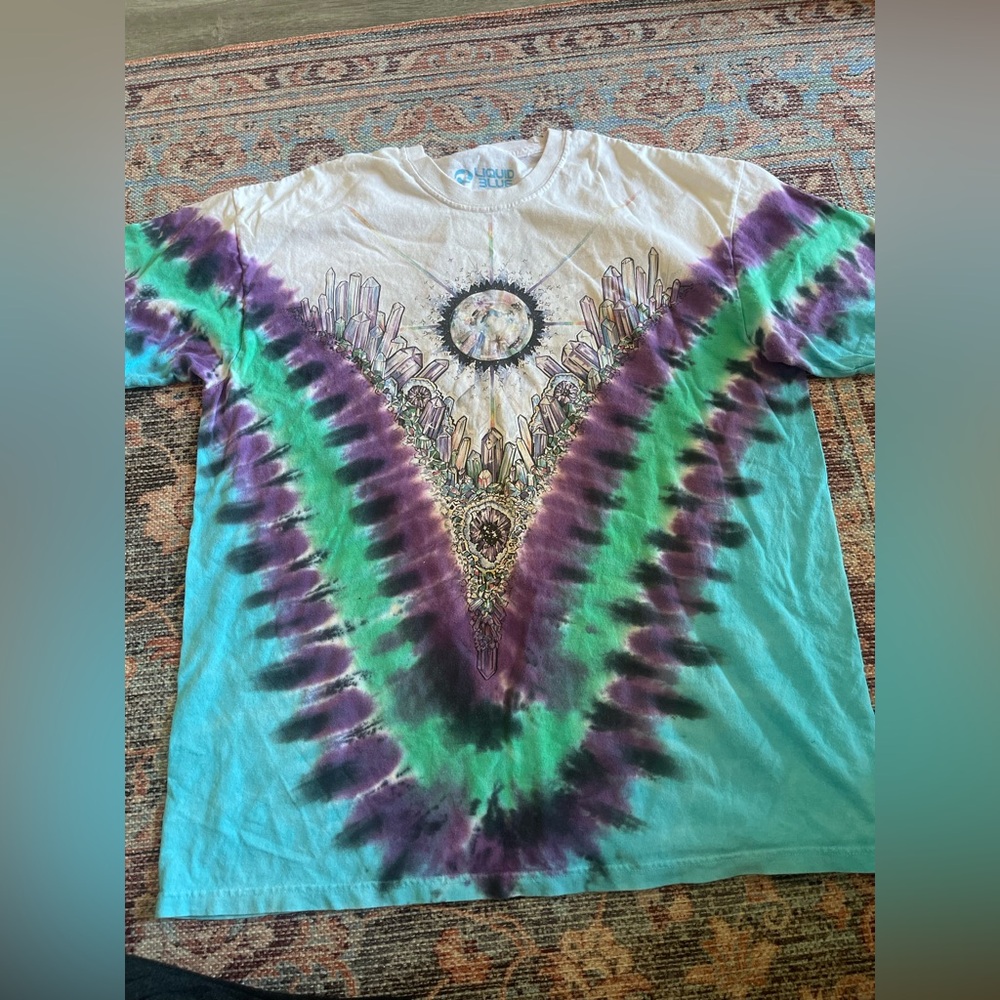Liquid Blue Tie-Dye Crystal Graphic Tee